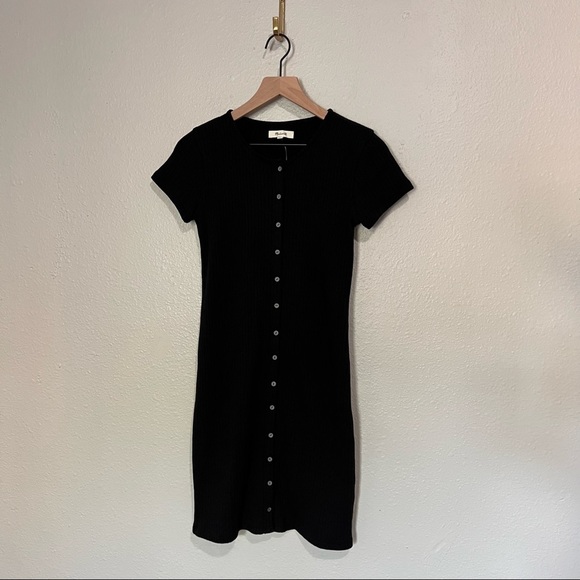 Madewell Button-Front Ribbed Mini Dress - Picture 3 of 14
